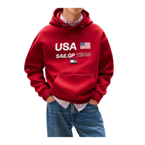 Felpa Uomo a tinta unita, con cappuccio e logo firmata U.S. Sail GP Team